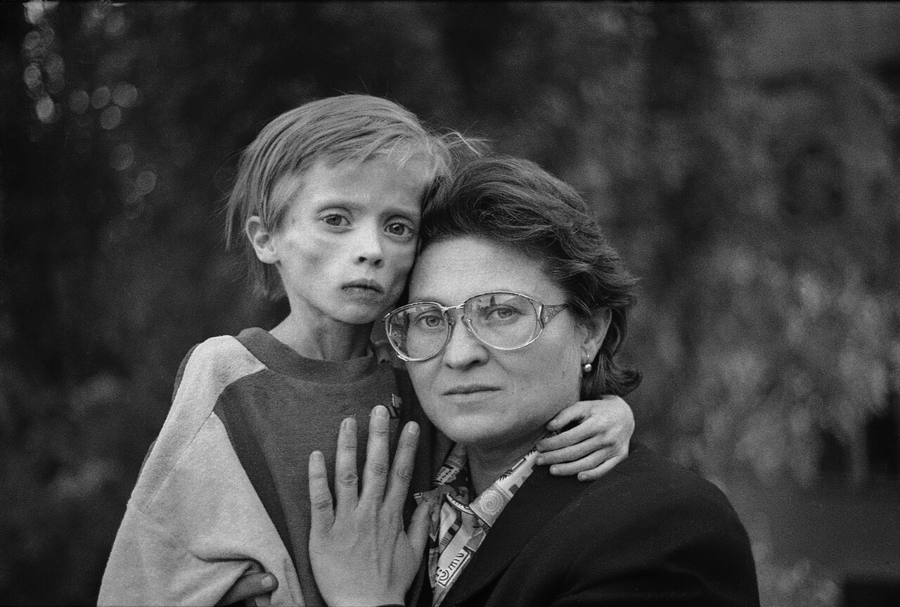 Portrait of Razvan with his mama